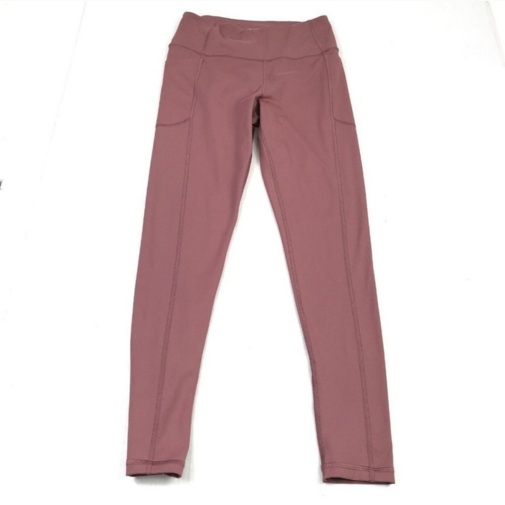 Victorias Secret Full Length Leggings Mauve Mid Rise Stretch Pockets Size 10